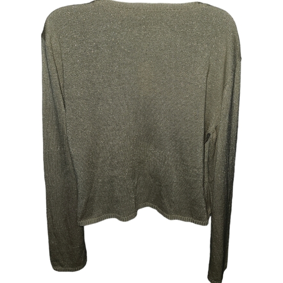 NWT New York & Company Versatile Gold Shimmer Long Sleeve Cardigan - Picture 5 of 6